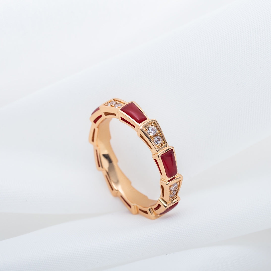 [LUXORA]SERPENTI RING PINK GOLD CARNELIAN DIAMOND 3MM