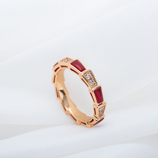 [LUXORA]SERPENTI RING PINK GOLD CARNELIAN DIAMOND 3MM