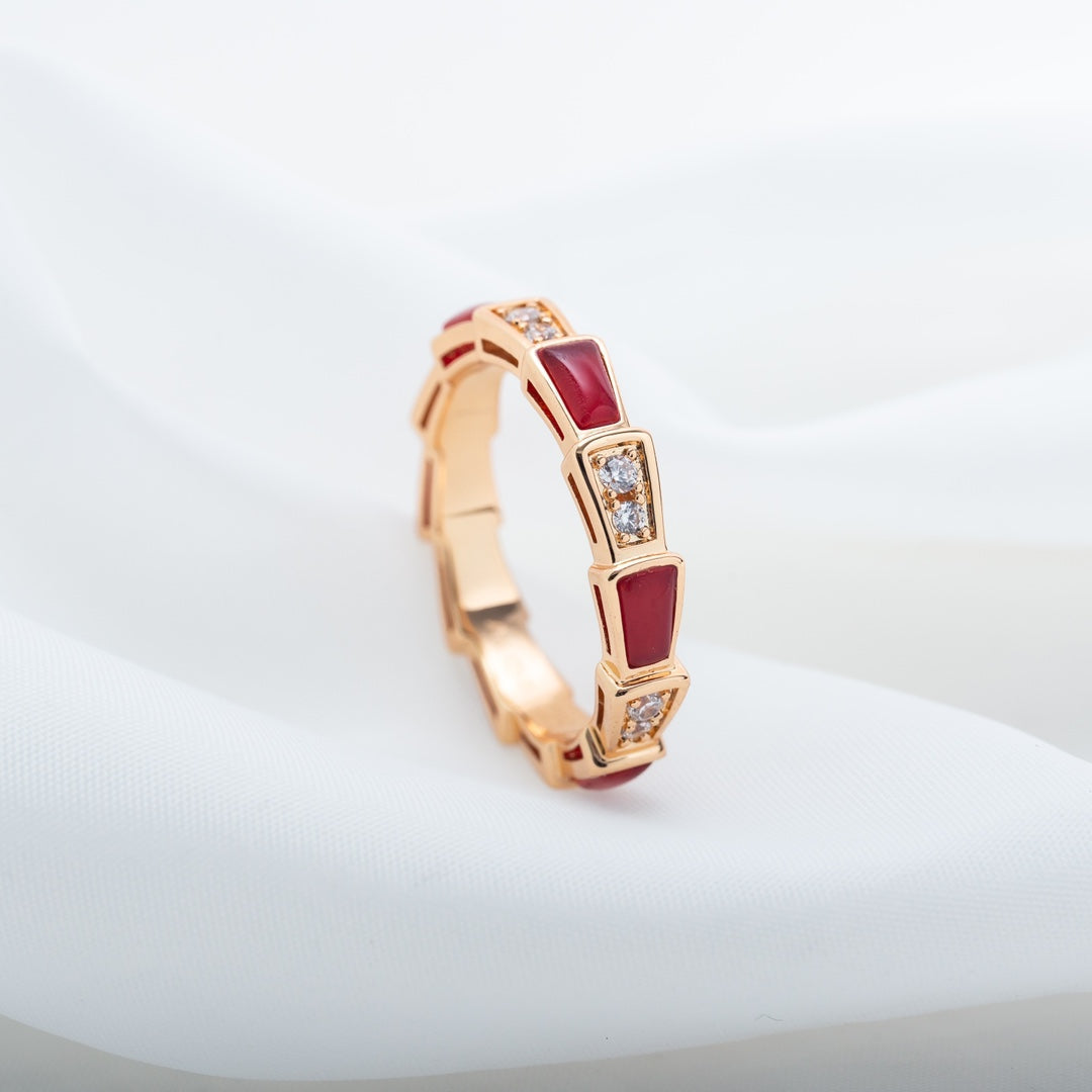 [LUXORA]SERPENTI RING PINK GOLD CARNELIAN DIAMOND 3MM
