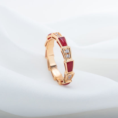 [LUXORA]SERPENTI RING PINK GOLD CARNELIAN DIAMOND 3MM