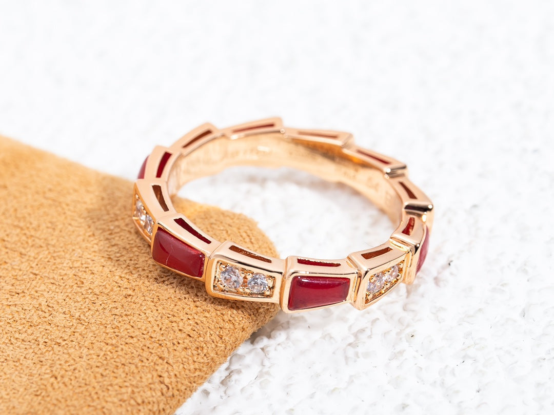 [LUXORA]SERPENTI RING PINK GOLD CARNELIAN DIAMOND 3MM
