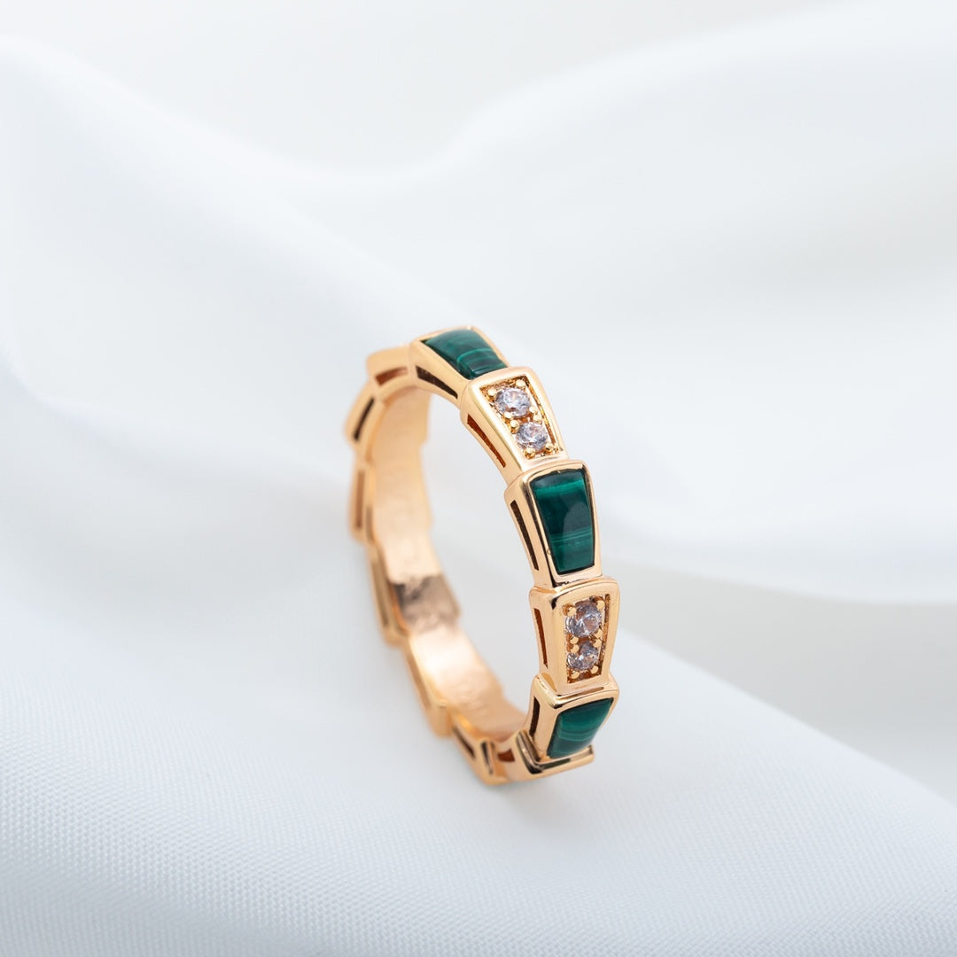 [LUXORA]SERPENTI RING PINK GOLD MALACHITE DIAMOND 3MM
