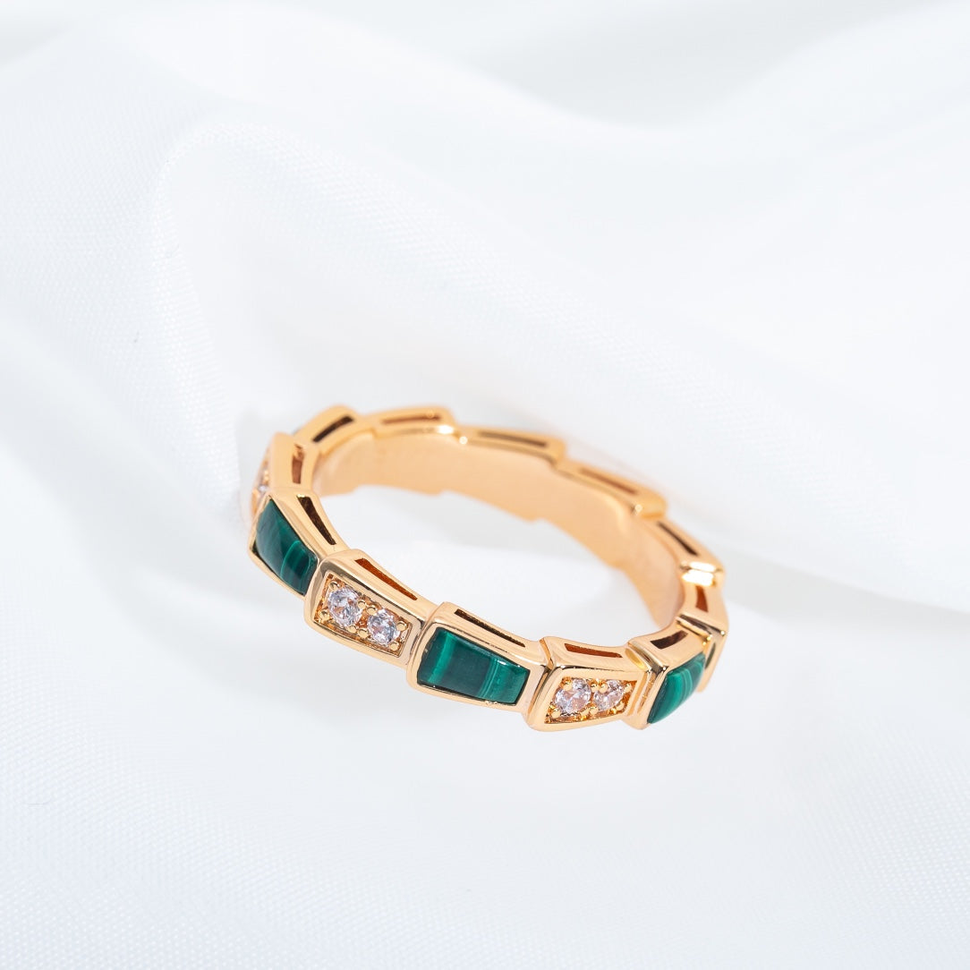 [LUXORA]SERPENTI RING PINK GOLD MALACHITE DIAMOND 3MM