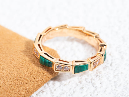 [LUXORA]SERPENTI RING PINK GOLD MALACHITE DIAMOND 3MM