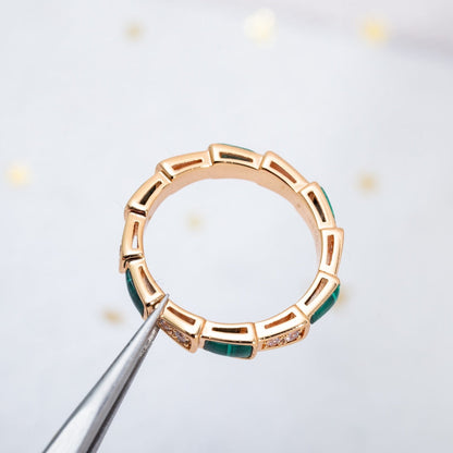 [LUXORA]SERPENTI RING PINK GOLD MALACHITE DIAMOND 3MM