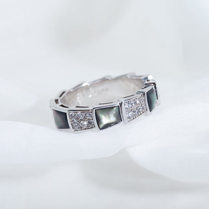 [LUXORA]SERPENTI RING SILVER DIAMOND BLACK MOP 4MM