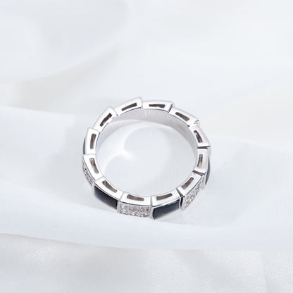 [LUXORA]SERPENTI RING SILVER DIAMOND BLACK MOP 4MM