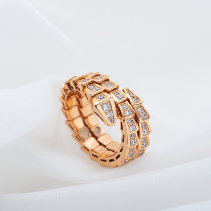 [LUXORA]SERPENTI RING PINK GOLD DIAMOND DOUBLE ROW