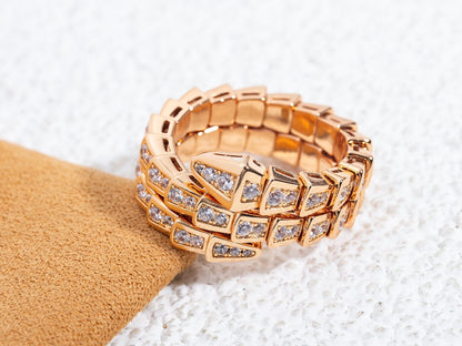 [LUXORA]SERPENTI RING PINK GOLD DIAMOND DOUBLE ROW