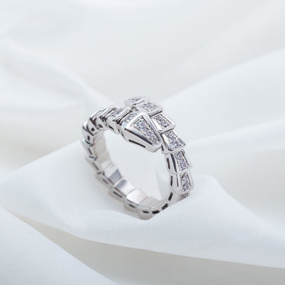 [LUXORA]SERPENTI RING SILVER DIAMOND PAVED 4MM
