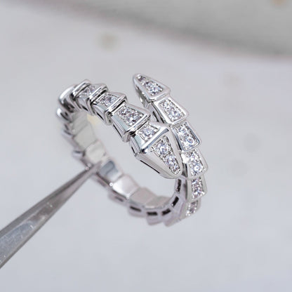 [LUXORA]SERPENTI RING SILVER DIAMOND PAVED 4MM