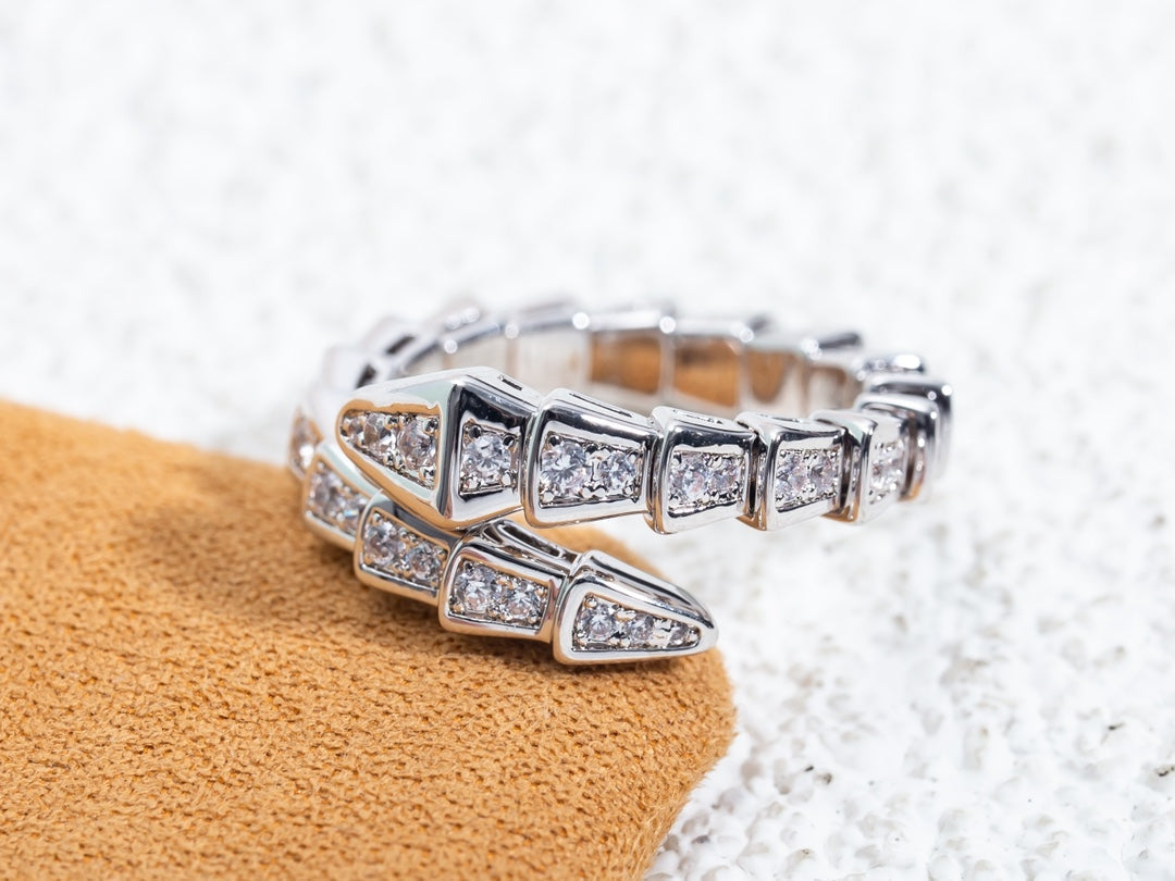 [LUXORA]SERPENTI RING SILVER DIAMOND PAVED 4MM
