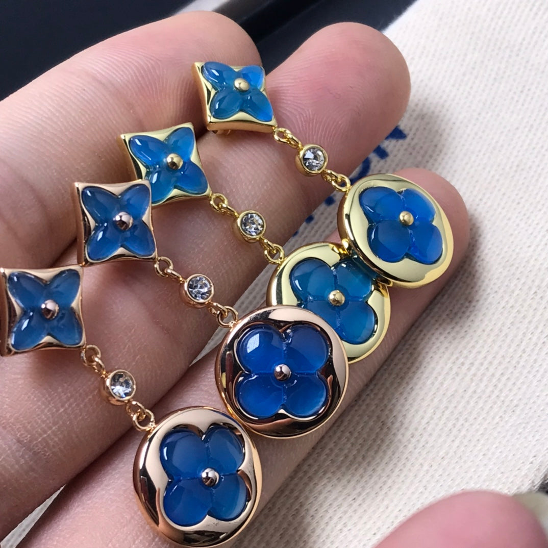 [LUXORA]STAR AND SUN AGATE DIAMOND EARRINGS