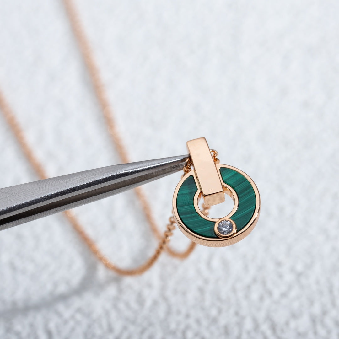 [LUXORA]GARI NECKLACE PINK GOLD MALACHITE