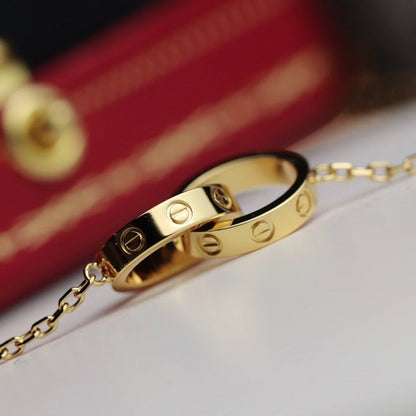 [LUXORA]LOVE NECKLACE DOUBLE RING GOLD