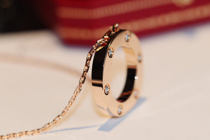 [LUXORA]LOVE NECKLACE 16MM 6 DIAMONDS PINK GOLD