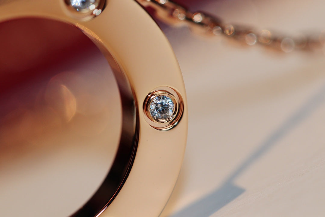 [LUXORA]LOVE NECKLACE 16MM 6 DIAMONDS PINK GOLD