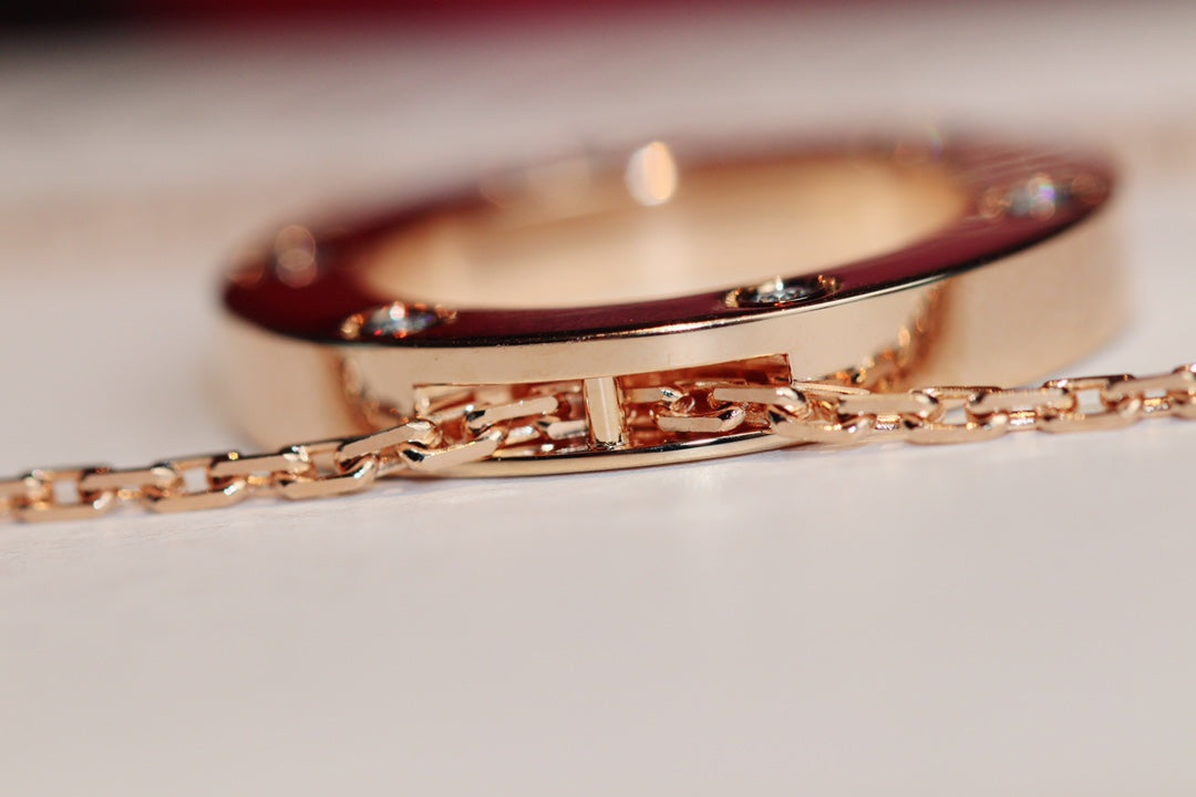 [LUXORA]LOVE NECKLACE 16MM 6 DIAMONDS PINK GOLD