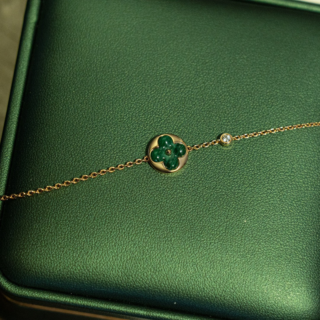[LUXORA]SUN MALACHITE 1 DIAMOND PINK GOLD BRACELET