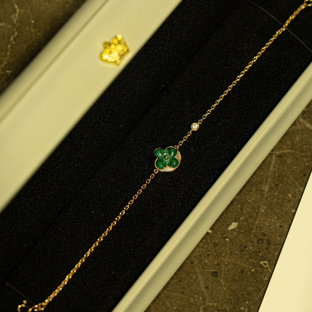 [LUXORA]SUN MALACHITE 1 DIAMOND PINK GOLD BRACELET