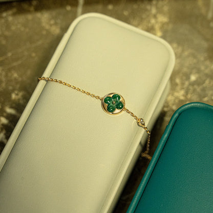 [LUXORA]SUN MALACHITE 1 DIAMOND PINK GOLD BRACELET