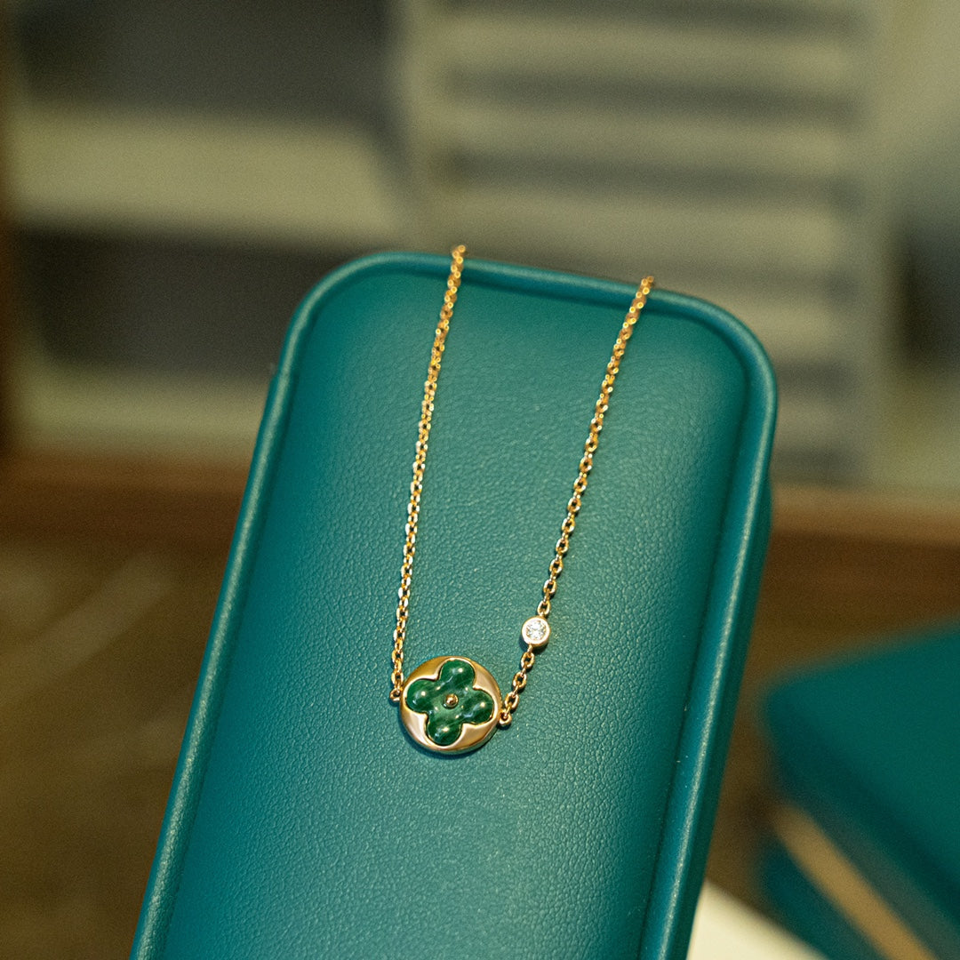 [LUXORA]SUN MALACHITE 1 DIAMOND PINK GOLD BRACELET