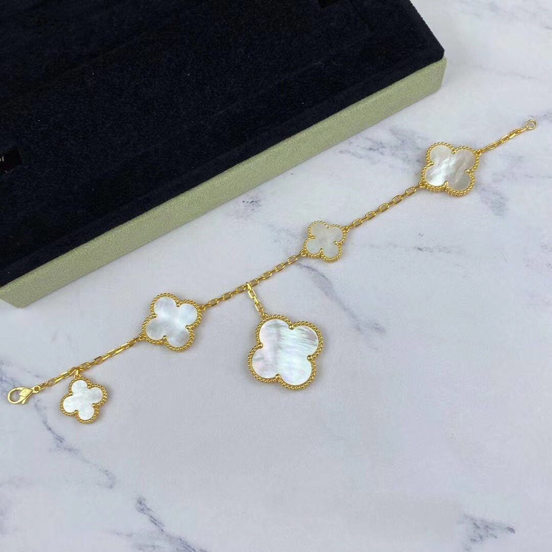 [LUXORA]MAGIC CLOVER MOP GOLD BRACELET 5 MOTIFS