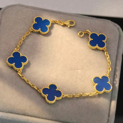 [LUXORA] CLOVER 5 MOTIF BLUE AGATE BRACELET COLLECTION