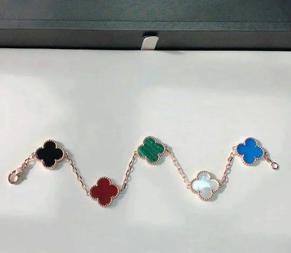 [LUXORA]CLOVER 5 MOTIFS MULTICOLOR BRACELET