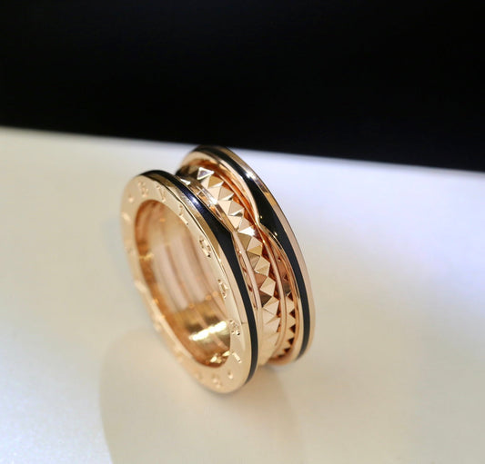 [LUXORA]ZERO 1 PINK GOLD BLACK CERAMIC RING