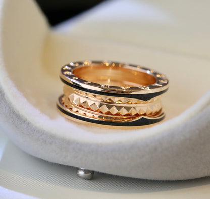 [LUXORA]ZERO 1 PINK GOLD BLACK CERAMIC RING