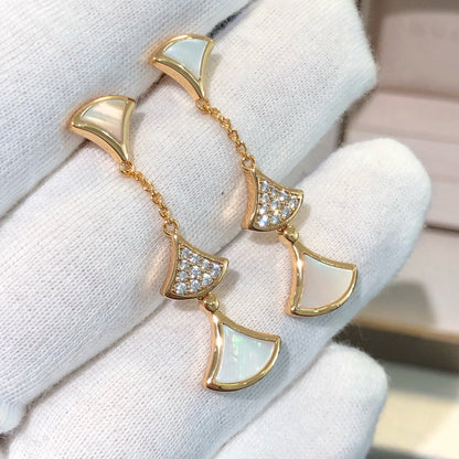 [LUXORA]DREAM EARRINGS 3 MOTIFS DIAMOND MOP PINK GOLD