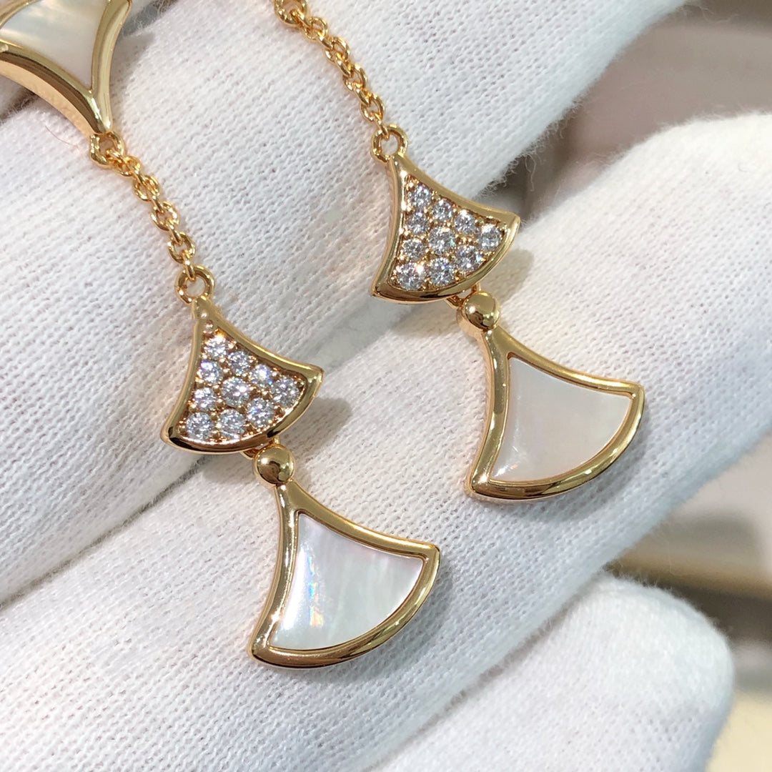 [LUXORA]DREAM EARRINGS 3 MOTIFS DIAMOND MOP PINK GOLD