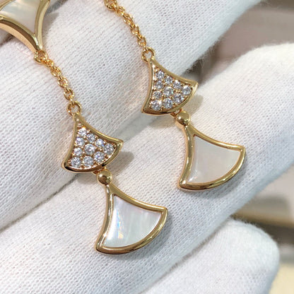 [LUXORA]DREAM EARRINGS 3 MOTIFS DIAMOND MOP PINK GOLD