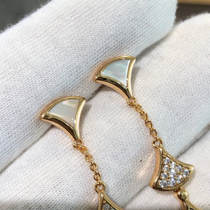 [LUXORA]DREAM EARRINGS 3 MOTIFS DIAMOND MOP PINK GOLD