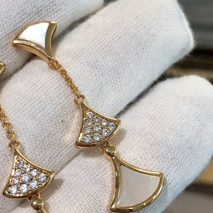 [LUXORA]DREAM EARRINGS 3 MOTIFS DIAMOND MOP PINK GOLD