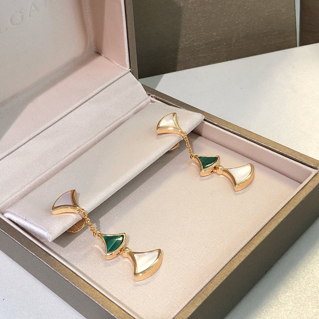 [LUXORA]DREAM EARRINGS 3 MOTIFS MALACHITE MOP PINK GOLD