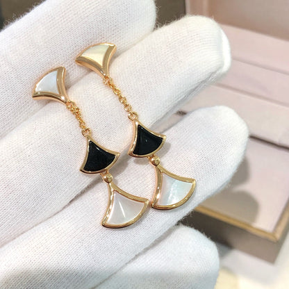 [LUXORA]DREAM EARRINGS 3 MOTIFS ONYX MOP PINK GOLD