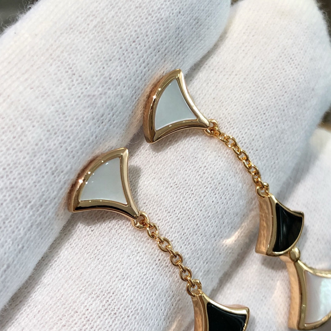 [LUXORA]DREAM EARRINGS 3 MOTIFS ONYX MOP PINK GOLD