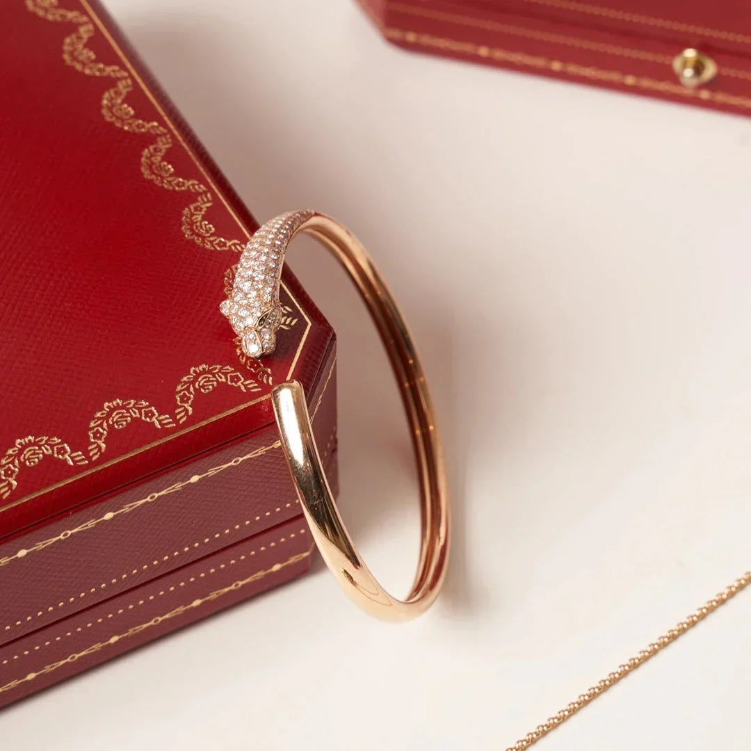 [⭐JeweliWhal]PANTHERE HALF DIAMOND OPEN BRACELET
