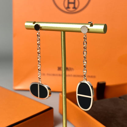 [LUXORA]CHAINE VERSO BLACK CERAMIC EARRINGS