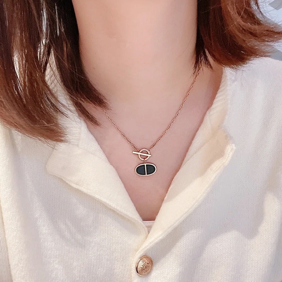 [LUXORA]CHAINE VERSO BLACK CERAMIC NECKLACE
