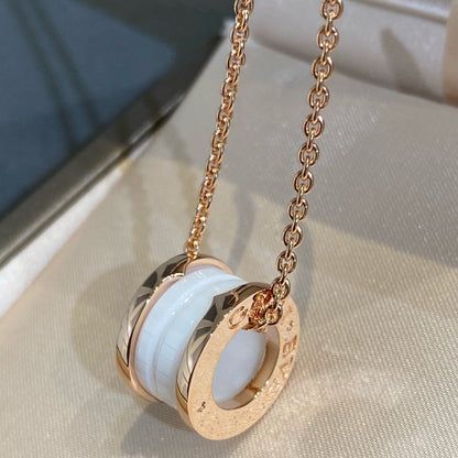 [LUXORA]ZERO 1 WHITE CERAMIC PINK GOLD NECKLACE