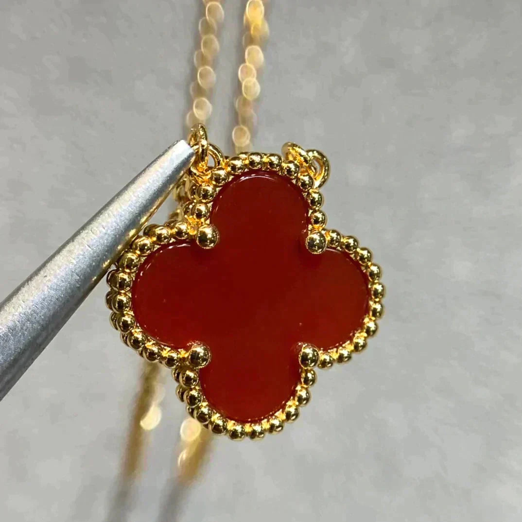 [LUXORA]CLOVER 15MM CARNELIAN SINGLE FLOWER NECKLACE