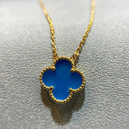 [LUXORA]CLOVER 15MM BLUE AGATE NECKLACE