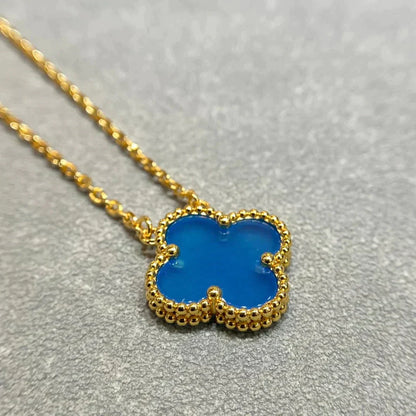 [LUXORA]CLOVER 15MM BLUE AGATE NECKLACE