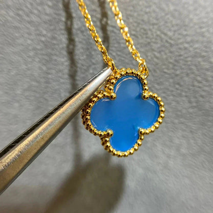 [LUXORA]CLOVER 15MM BLUE AGATE NECKLACE