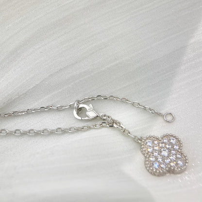 [LUXORA]CLOVER 5 MOTIFS SILVER DIAMONDS NECKLACE