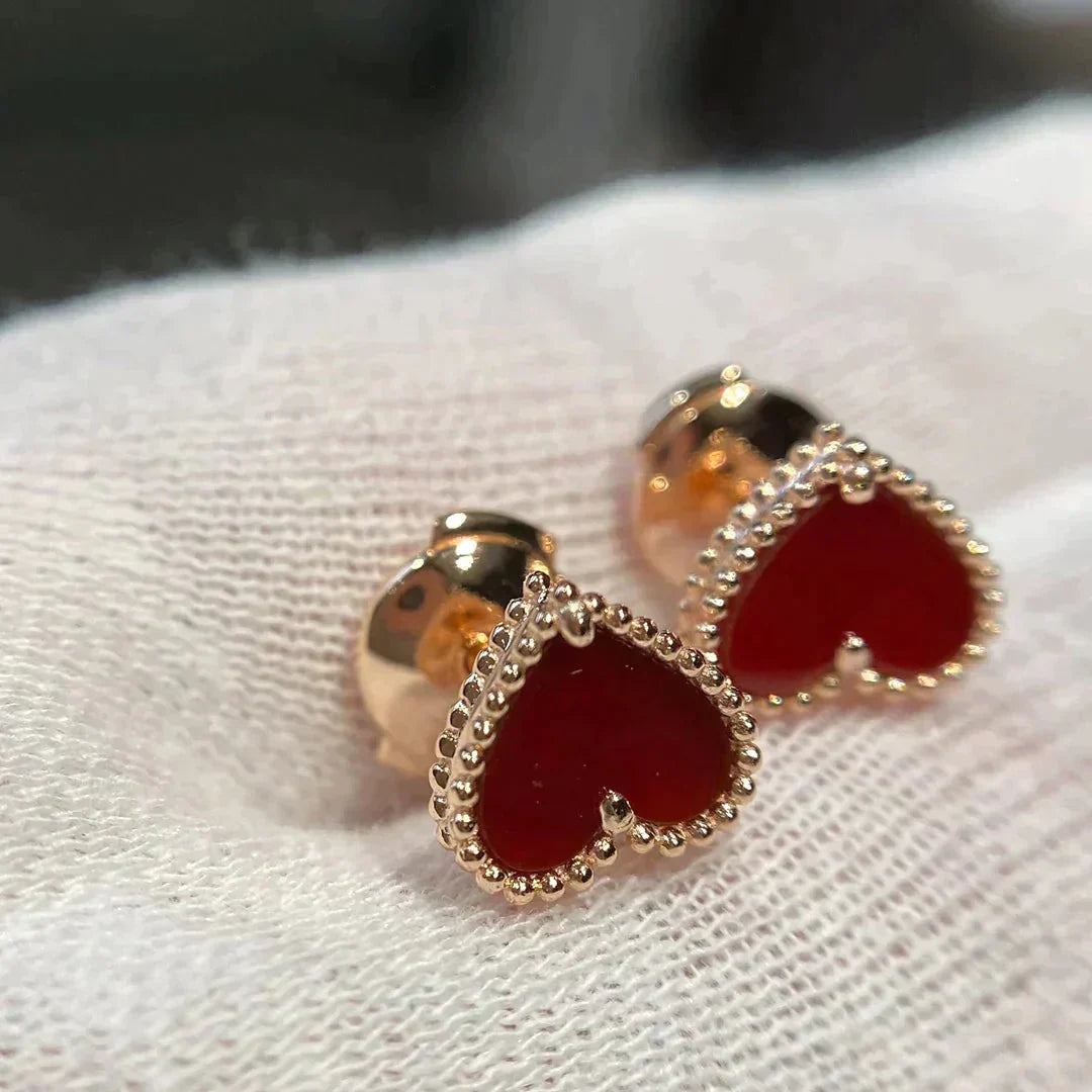 [LUXORA]HEART CARNELIAN STUD EARRINGS