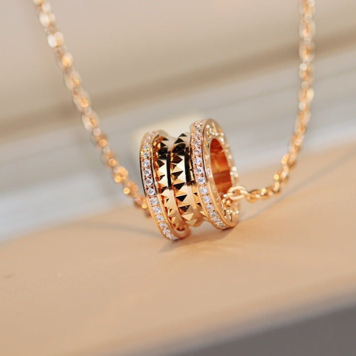 [LUXORA]ZERO 1 ROCK PEDANT PINK GOLD NECKLACE